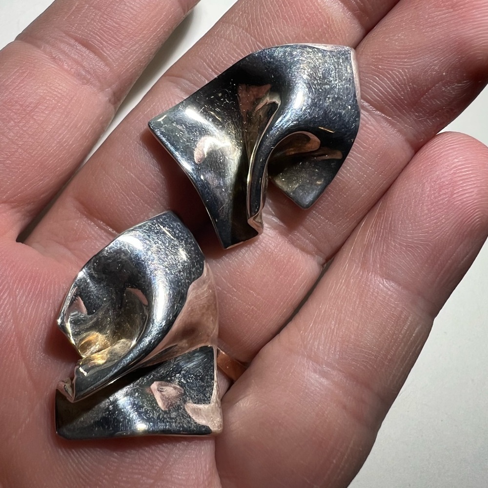 Vintage Modernist Hans Hansen Sterling Silver Earrings 10g